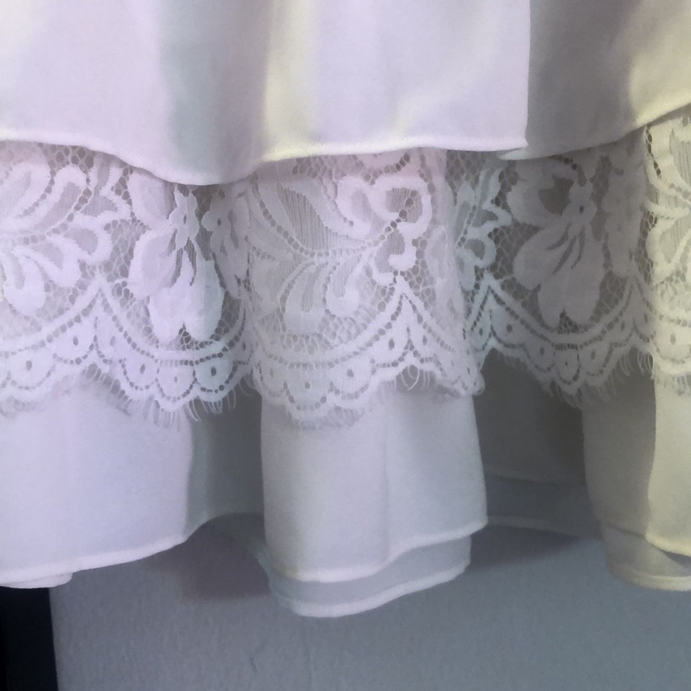 Express Ivory Color Tiered Lace Ruffled Mini-Skirt - Picture 5 of 7